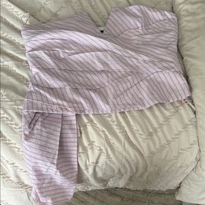 Zara Pink and Blue Strapless Top